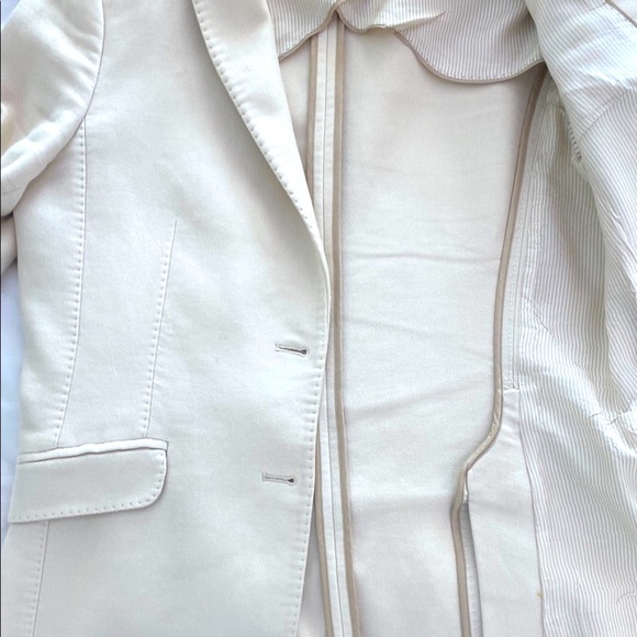 Massimo Dutti Cotton Slim Cream Blazer - Picture 13 of 13